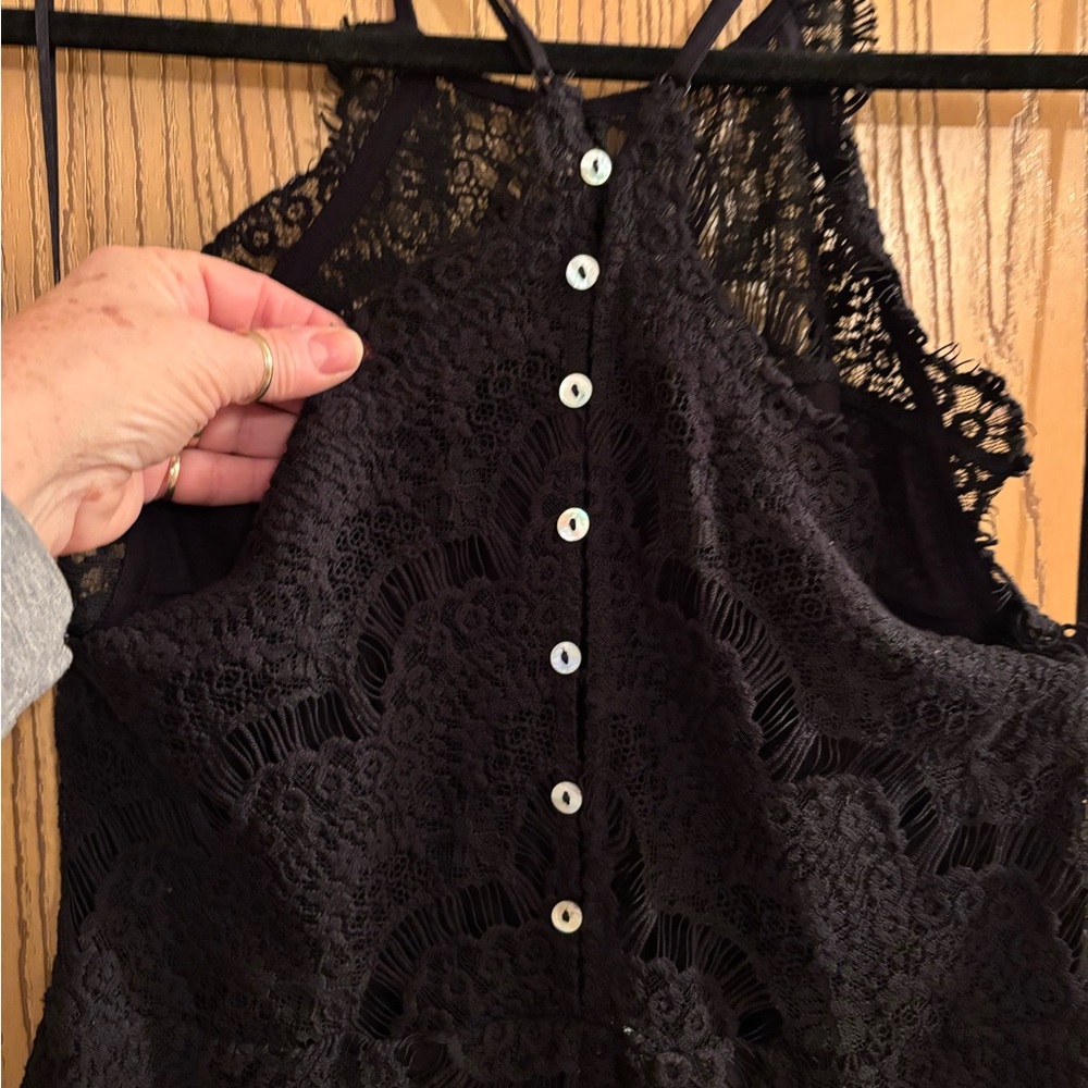 Free People Black Lace Mini Dress NWT - Picture 5 of 15